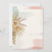 Kwaststreek, Boho Bloemen Bruiloftsborrel  Kaart (Achterkant)