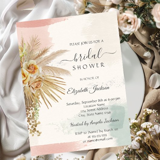 Kwaststreek, Boho Bloemen Bruiloftsborrel  Kaart