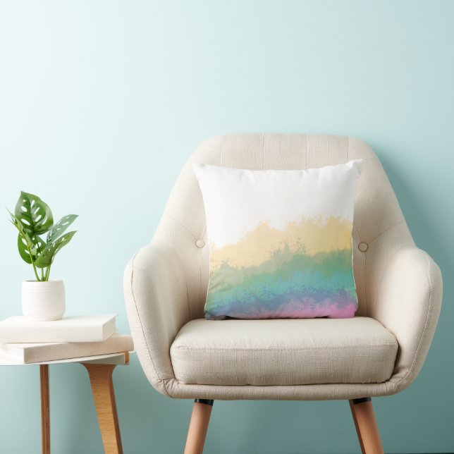 Kwaststreek regenboog waterverf kussen (Stoel)