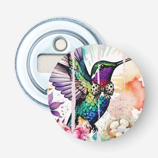 Kwaststreek Vogel Kunst Button Flesopener (Voorkant)