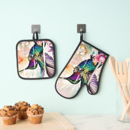 Kwaststreek Vogel Kunst Ovenwant & Pannenlap Set