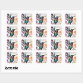 Kwaststreek Vogel Kunst Vierkante Sticker (Vel)
