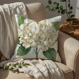 Kwaterkwastige waterverf witte hortensia bloei kussen