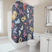 Kwaze winterdingen op een blauwe achtergrond. Knet Douchegordijn (In situ)