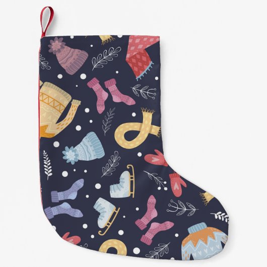 Kwaze winterdingen op een blauwe achtergrond. Knet Kleine Kerstsok (Voorkant)