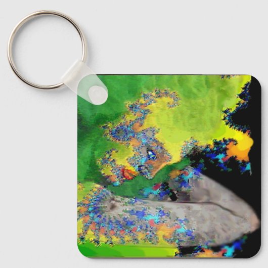 KWEEFSELS, groen geel zwart Sleutelhanger (Voorkant)