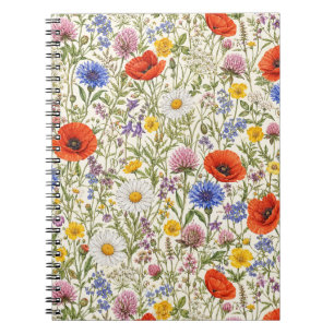 Kweek bloemen in een delicate wilde bloemenweide notitieboek