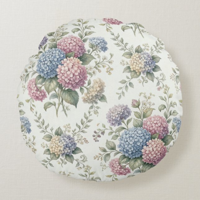 Kweek bloemen van Hydrangea Rond Kussen (Voorkant)