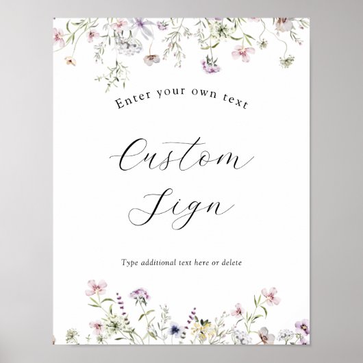 Kweek de Paarse Wilde Bloem Aangepaste Tekst Bord Poster (Voorkant)