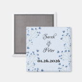 Kweek Delicate Donkerblauwe Wilde Bloemen de Datum Magneet (Voorkant / Achterkant)