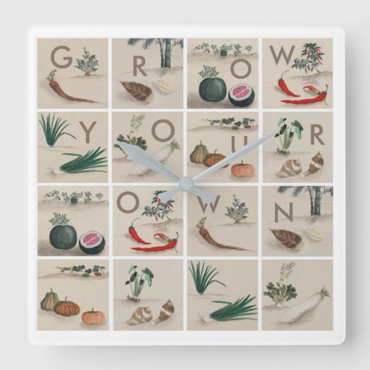 Kweek je eigen keuken vierkante klok (Voorkant)