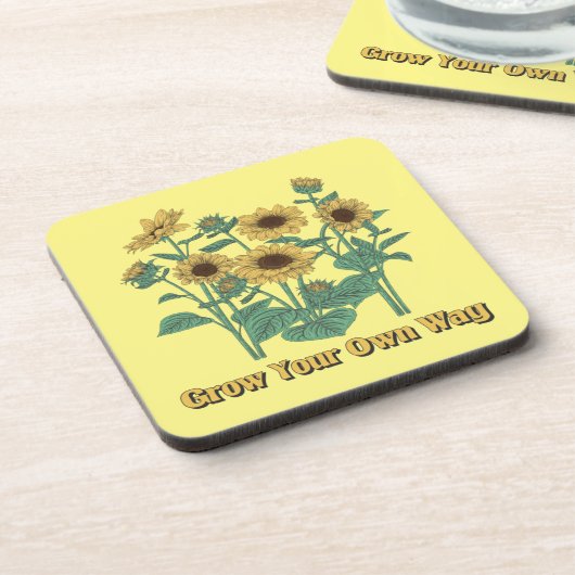Kweek je eigen weg zonnebloemen bier onderzetter (Linkerzijde)