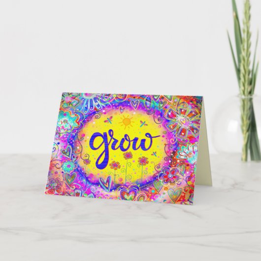 Kweek Kleur Whimsical Bloemengeel Kaart (Voorkant)