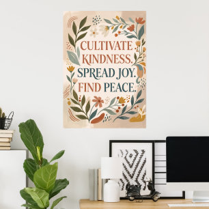 Kweek Vriendelijkheid Bloemige Quote Poster Cott