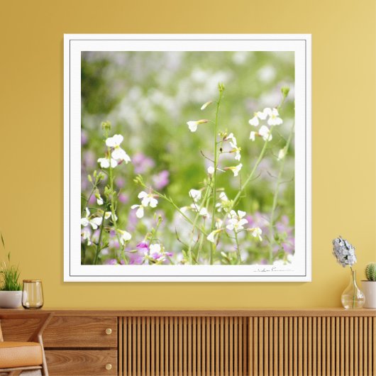 Kweekbare wilde bloemen, wit & lavendel door Sidha Canvas Afdruk (Insitu (Woonkamer))