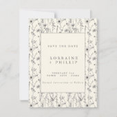 Kweekse bruiloft met tere wilde bloemen save the date (Voorkant)