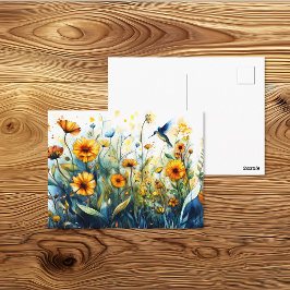 Kweekvijver Kolibrie Tuin Aquarel Briefkaart