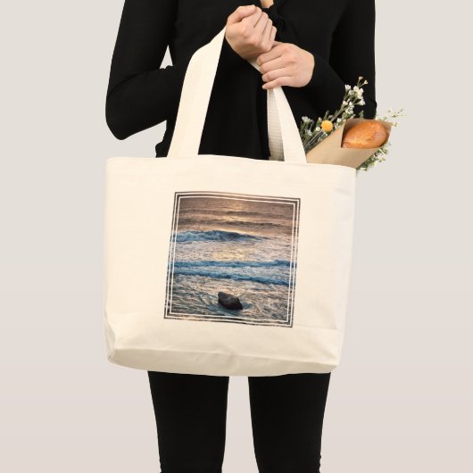 Kweekzand strand zonsondergang grote tote bag (Voorkant (product))