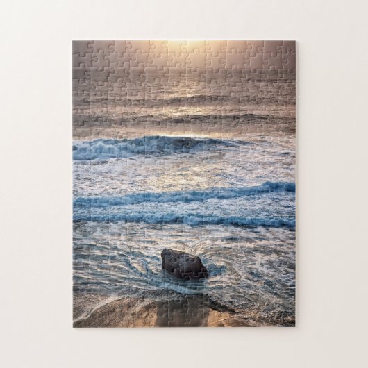 Kweekzand strand zonsondergang legpuzzel (Verticaal)