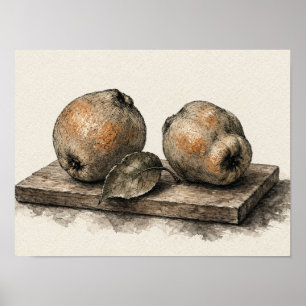 Kweepeer Fruit Wandkunst Rustieke Keuken Stilleven Poster