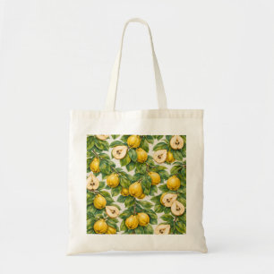 Kweepeer plakjes botanisch patroon tote bag