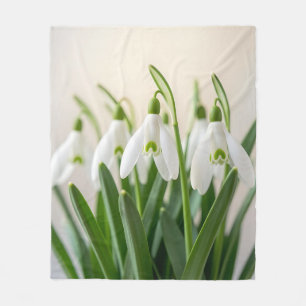 Kwekerige Witte Sneeuwklokje Bloemen Lentebloei Fleece Deken