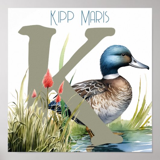 Kwekerij Art Duck Letter K Poster (Voorkant)