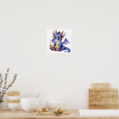 Kwekerij Art Poster Little Paarse Dragon Reading (Keuken)
