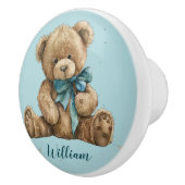 Kwekerij Baby Blauw Teddy Bear Naam Keramische Knop (Rechts)