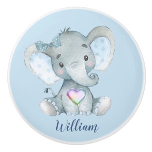 Kwekerij Baby Blauwe Olifant Lade Keramische Knop