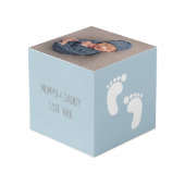 Kwekerij baby foto geboorte Datum Blauw grijs Kubus (Voorkant hoekig)