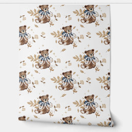 Kwekerij Baby Jongen Blauw Teddy Beer Behang