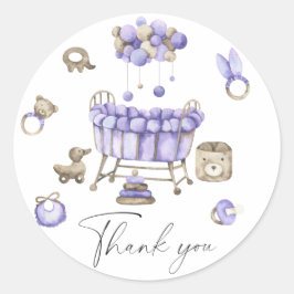 Kwekerij baby shower - dank u kaart ronde sticker