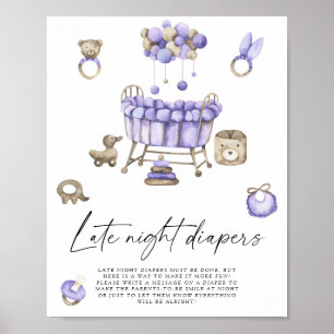 Kwekerij baby shower - Late night luiers spel Poster