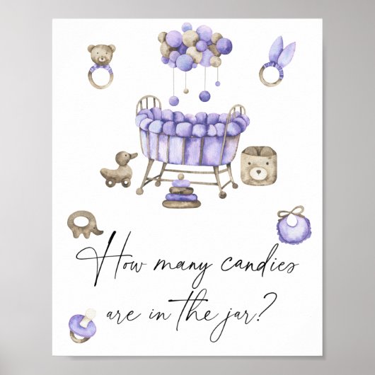 Kwekerij baby shower - raad eens hoeveel snoepjes poster (Voorkant)