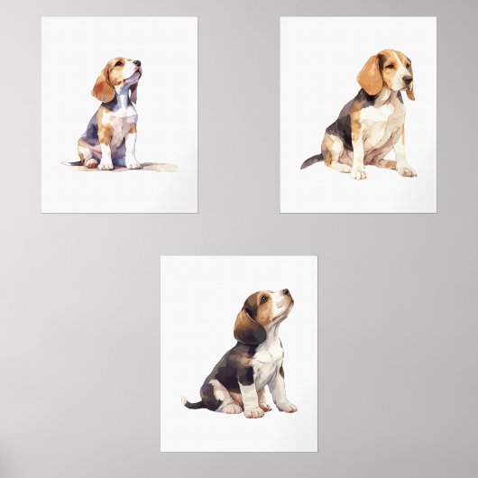 Kwekerij Beagle Wall Art, Beagle Puppy Art Muurkunst Sets (Voorkant)