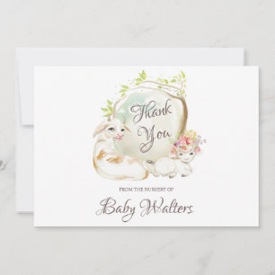 Kwekerij Boerderij Dier Baby shower Bedankkaart