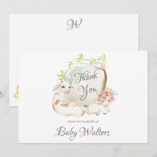 Kwekerij Boerderij Dier Baby shower Bedankkaart (Voorkant / Achterkant)