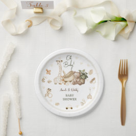 Kwekerij Boheemse Giraffe & Beer Speelgoed Baby sh Papieren Bordje