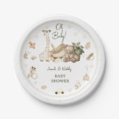 Kwekerij Boheemse Giraffe & Beer Speelgoed Baby sh Papieren Bordje (Voorkant)