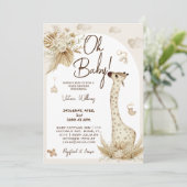 Kwekerij Boho giraffe baby shower Kaart (Staand voorkant)