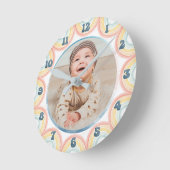 Kwekerij Custom Baby Foto Waterverf Rainbows Schat Ronde Klok (Hoek)