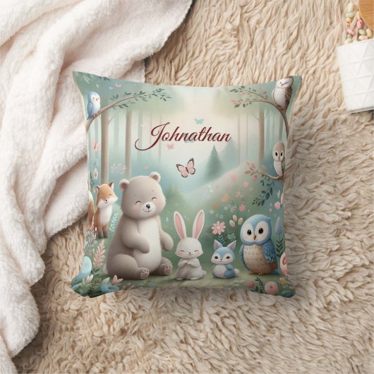 Kwekerij Decor, Bos Leuke Dieren - Aangepaste Naam Kussen (Deken)