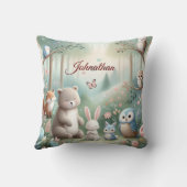 Kwekerij Decor, Bos Leuke Dieren - Aangepaste Naam Kussen (Achterkant)