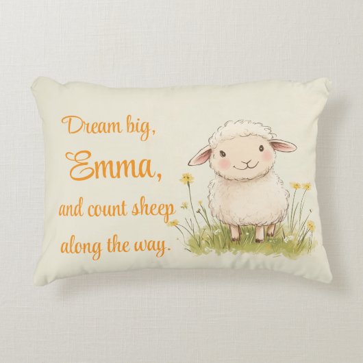 Kwekerij Decor, Schattige Schaap, Gepersonaliseerd Accent Kussen (Voorkant)