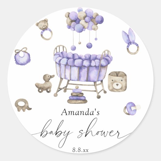 Kwekerij genderneutraal Baby shower Ronde Sticker (Voorkant)