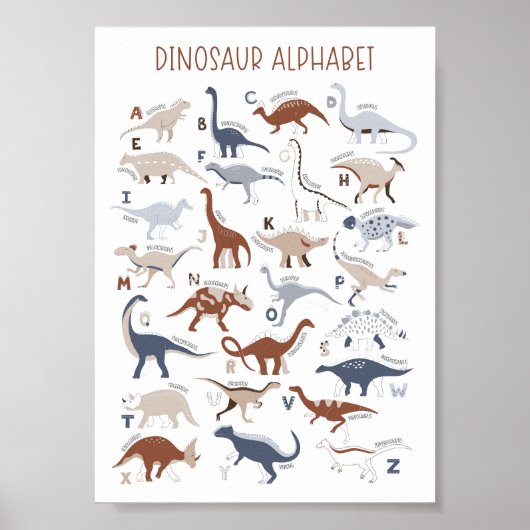Kwekerij Geslacht Neutraal dinosaurus alfabet Poster (Voorkant)