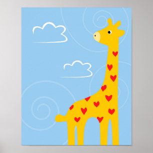 Kwekerij Giraffe illustratie schattig Savana kunst Poster