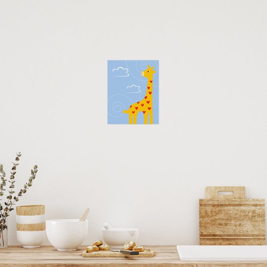 Kwekerij Giraffe illustratie schattig Savana kunst Poster (Keuken)