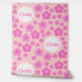 Kwekerij Girly Roze Bloemen Patroonnaam Behang (Afrollen)